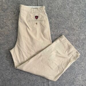 Polo Golf Ralph Lauren Mens 34x28 Pleated Chino Pants Khaki Cotton Twill